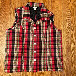CHRISTOPHER & BANKS PLAID VEST - SIZE M